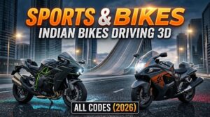 Green Ninja H2R and gray Suzuki Hayabusa motorcycles in Indian Bikes Driving 3D bike cheat codes guide