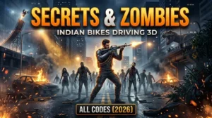 Night apocalypse city with attacking zombies and sky mega stunt ramp in Indian Bikes Driving 3D secret locations guide