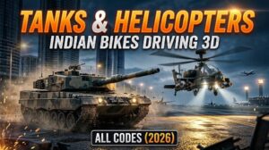 Military army tank and attack helicopter with flying private jet in Indian Bikes Driving 3D cheat codes guide